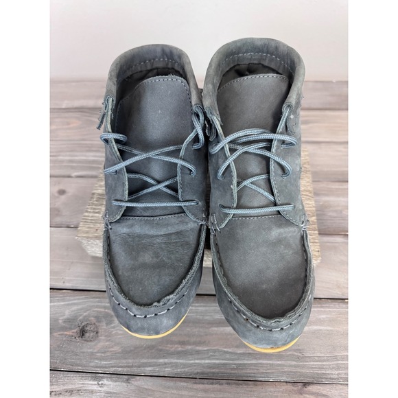 OLIBERTE Grey Suede Moccasin Boots Made in Africa Lace Up Ankle Boots Size 9 - Picture 2 of 9